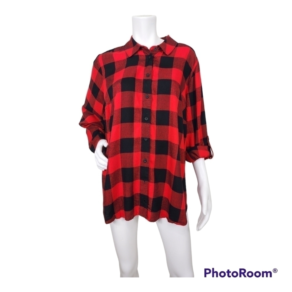 NWT Lane Bryant No Peek Plaid Button Down Shirt Size 18/20